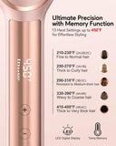 Terviiix Hair Straightener Brush Rose Gold - Ionic Anti-Frizz Hair Straightening Comb with MCH Heater, 13 Heat Settings, Fast Heating 20S, Dual Voltage, for Smooth & Shiny Hair