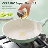 SENSARTE Nonstick Ceramic Frying Pan with Lid 8 Inch Small Omelette Pan Skillet, Free of Intentionally Added PFAS/PTFE Non-toxic Chef's Pan Induction Compatible Pan, Heat Resistant Handle, Mint Green