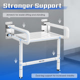 NEWTRY Upgraded 21” Folding Shower Seat Wall Mounted, 660lb Fold Down Shower Seat with Support Armrests & footrest, Foldable Shower Chair for Home Care Seniors Disabled, for Bathroom Inside Shower