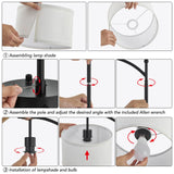 Hikczc Table Lamp for Living Room Bedroom, 23.5" Table Lamps Set of 2 with USB C+A Ports, Bedside Lamps for Nightstand with Linen Lamp Shades, 2 Dimmable LED Bulbs Included, Black