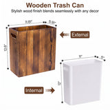 iEGrow 3 Gallon Wooden Trash Can, Small Wood Waste Basket with Liner Acacia