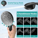 MIAOHUI High Pressure Rain Shower Head with 7 Settings Handheld Spray, Dual Shower Heads with Handheld Spray Combo, 10 Inch Luxury Rainfall Shower Head and Handle Set with Filter (Black)