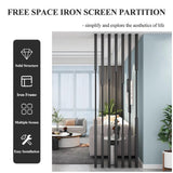 Adjustable Black Room Divider (1ft-10ft) - Slish Hollow Metal Versatile Floor-to-Ceiling Partit & Detive Wall Accent (C-7pcs 90.55in) for Home/Office