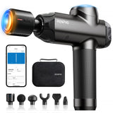 RENPHO Power+ Thermacool Massage Gun with Heat and Cold, 12mm Amplitude Deep Tissue Percussion Massager for Professional Athletes, App Controlled Guided Courses, 6 Speeds, 6 Attachments, Carry Case