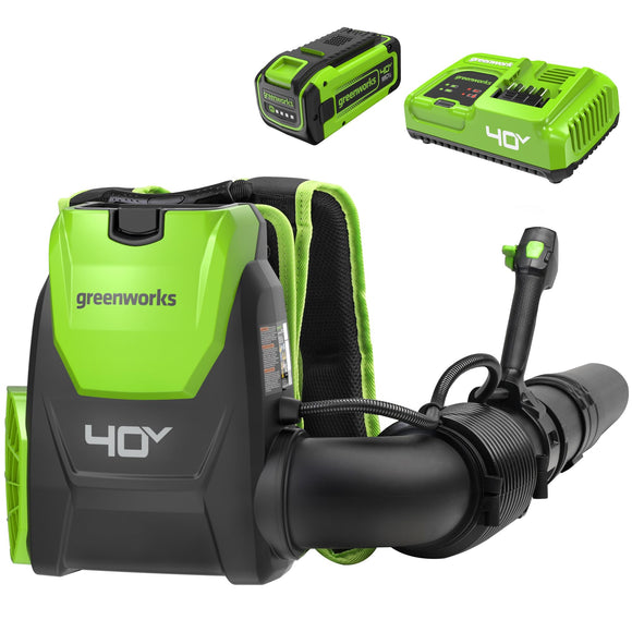 Greenworks 40V Cordless Brushless Backpack Leaf Blower, 8.0Ah Battery and Charger Included, Green