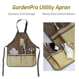 13-Piece Garden Tools Set with Tote Bag & Apron, Repotting Mat - Stainless Steel Heavy Duty Planting Kit