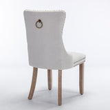 MOOLSUN Linen Dining Chairs Set of 6, High Back Side Chairs, Modern Padded High-End Tufted Upholstered Chairs with Button-Tufted Back & Rear Pull Tabs, Solid Wood Legs F-Beige(Solid Wood Legs)