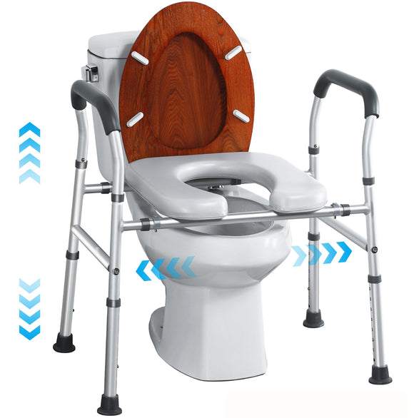 Raised Toilet Seat with Handles, Toilet Seat Riser for Seniors with Height Deewow