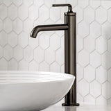 KRAUS Ramus Single Handle Vessel Sink Bathroom Faucet with Pop-Up Drain in Brushed Gold, KVF-1220BG
