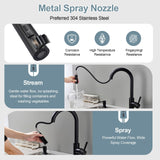 TOYWIA Touchless Kitchen Faucets with Pull Down Sprayer and Soap Dispenser, Matte Black Smart Motion Sensor Stainless Steel Sink Faucet, 1 or 3 Hole Deck Plate Mount for RV, Bar, Outdoor