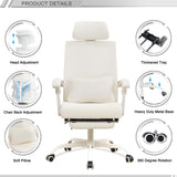 Ergonomic Office Chair with Footrest Home Office Desk Chair with Headrest and Backrest 90-135 Adjustable Mesh Qulomvs