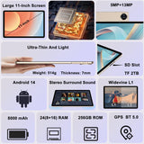 Dghrti 11 inch Tablet, Android 14 Tablets with 24(8+16)GB RAM+256GB ROM(2TB TF), Octa-Core 2.0GHz, 8000mAh Battery Dghrti