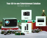 TMY 4K Projector with WiFi Bluetooth, Compatible with Netflix/Prime Video/YouTube, Outdoor Portable Home Theater Movie Projector, Smart Projector for Indoor Outdoor Movies, Gaming and Camping (Green)