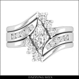 Dazzlingrock Collection 0.50 Carat Center Marquise & Round Lab Grown White Diamond Engagement Ring Set for Women in 925 Sterling Silver Size 8