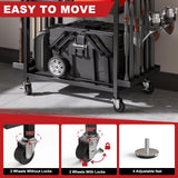 SEEAHEAD Fishing Rod Holders for Garage, Fishing Rod Storage Rack with Hooks & Wheels, Fishing Pole Holder Organizer, Tackle Box & Reel Storage Black