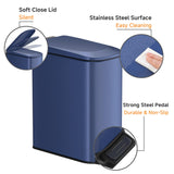 Slim Bathroom Trash Can with Lid Soft Close, Step Pedal, 6 Liter / 1.6 Gallon Stainless Steel Trash Bin