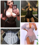 SHAPERX Women 24 Double Steel Boned Longline Heavy Duty Waist Training Corsets Body Shaper,SZ1971-Black-L