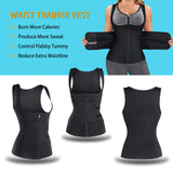 GAODI Women Waist Trainer Vest Slim Corset Neoprene Sauna Tank Top Zipper Workout Body Shaper Shirt (L, Black Sauna Vest)