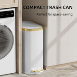 Small Bathroom Trash Can with Lid Soft Close, Step Pedal, 2.6 Gal Stainless Steel Garbage Can with Removable Inner Bucket