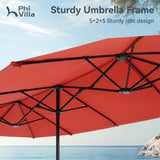 PHI VILLA 8 PCS Patio Dining Set w/ 13ft Patio Umbrella(Orange Red)
