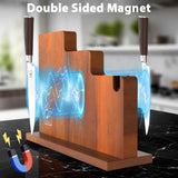 Magnetic Knife Block 13 x 10 Inches, imarku Magnetic Knife Holder Rack for Kitchen Counter, Double Sided Magnet Knife Storage Stand with Knife Sharpener, Brown