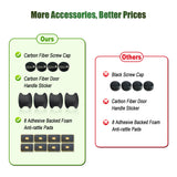 Carbon Fiber License Plate Frames- Black Carbon Pattern Plastic Front & Rear Car Tag Holder Cover 2 Pack with Mount Hardware, Screws, Caps, Handlebar Stickers