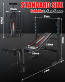 OPPSDECOR Standard Weight Bench Set with Squat Rack, 600LBS Adjustable Bench Press Set with Leg Extension and Leg Curl, Foldable Flat Incline Decline Workout Bench