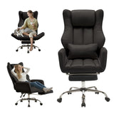 Cross Legged Office Chair with Footrest,Big and Tall Leather Executive Chair with Reversible Armrest