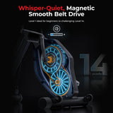 Sunny Health & Fitness Foldable Magnetic Exercise X-Bike Pro, 300 LB Capacity, Low-Impact, 14-Level Resistance, Ergonomic Support