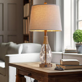 OYEARS Bedside Table Lamps Set of 2 with USB, Modern Bedside Lamps Retro Farmhouse Rattan Glass Nightstand Nightlight Lamps for Bedroom Living Room Dorm,Two Light Points