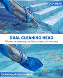 Cordless Pool Vacuum with Telescopic Pole, 18.5 GPM Powerful Suction, 1.5H Supercharge Technology, Handheld Pool Vacuum Cleaner for Above Ground/Inground Pools, Hot Tubs, Blue