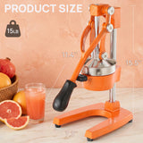 ARINOO Kitchen Cast Iron Citrus Juicer,Manual Hand Press Orange Juicer,Heavy Duty Countertop Squeezer for Lemon,Orange, Easy to Use & Clean（Orange)