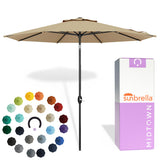Midtown Umbrellas - The Lean 8 Ft Patio Umbrella with Fade-Resistant Sunbrella Fabric, Auto-Tilt Aluminum Frame and 8 Reinforced Ribs for Deck, Pool & Garden - Heather Tan Canopy, Black Pole