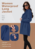 ATLASLAVA Rain Jacket Women Waterproof Long Raincoat Hood Lightweight Windbreaker Outdoor Coat BLUE M