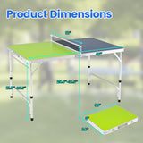 Goplus Foldable Ping Pong Table, 100% Preassembled Mini Table Tennis Table with Adjustable Height for Indoor Outdoor, Portable Table Tennis Set Includes Net, 2 Paddles, Balls