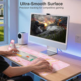 Wireless Charging Mouse Pad with Phone Holder, 31.5"x15.8" in, Pink Marble