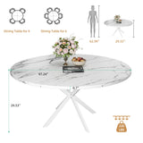 Round Dining Table for 4-6 Person, Round Kitchen Table with Wood Top, Circle Dinner Pedestal Tables with Metal Legs