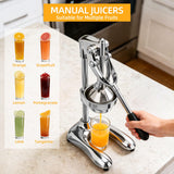 Manual Juicer, Heavy Duty Stainless Steel Hand Juicer Press, Lemon Squeezer for Pomegranates, Orange, Lime