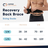 Copper Compression Back Brace. Copper Infused Lumbar Support for Lower Back Relief, Sciatica. Fits Men & Women (Waist 36" - 42")