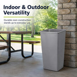 Getzi 5 Pack Gray 50 Gallon Square Commercial Trash Can, Heavy Duty Resin Waste Bin