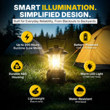 LUXPRO Retro LED Lantern - Battery-Powered Emergency Lantern - Water Resistant - Bright LED Lamp for Indoor & Outdoor Use - Use for Tents, Hiking or Hurricane Prep (Black, Pack of 2)