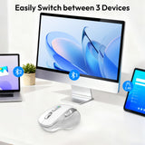Bnnwa Rechargeable Wireless Mouse with Side Scroll Bluetooth Mouse -White