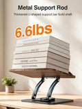 Tounee Adjustable Book Stand with 360° Swivel Base,Matte Black