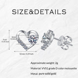 MBSUUH Real Solid Gold Heart Stud-Earrings with D Color Vvs1 Clarity Round Cut Moissanite Pearl Jewelry for Women Men(MoissA)