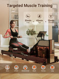 KINGSMITH Magnetic/Water Row Machine for Home Rower 331LB Weight Capacity, Folding Rowing Machine with LED Monitor, App Supported, Tablet Holder, Comfortable Seat, Trifold Home Rowing Machine Walnut