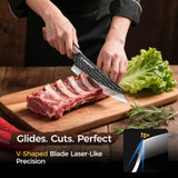 BOMASS Kitchen Knives, Hand Forged Japanese Knife Set 3Pcs, High Carbon Butcher Knife & Santoku Knife & Boning Knife & Honing Rod