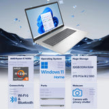Touchscreen Laptop for Work and Home, AMD Ryzen 5 7430U, 64GB RAM, 2TB SSD, Webcam, HDMI, Backlit Keyboard