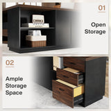 78" L-Shaped Executive Desk, Large Office Desk with Drawers and File Cabinet