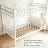 nesture. Bunk Bed Full Over Full, Heavy Duty Metal Bunkbeds with Full-Length Guardrail, Space-Saving Steel Bed for Kids & Adults, No Box Spring Required, White