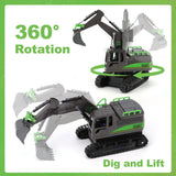 IQKidz Remote Control Excavator Toys for Boys 4-7 Yrs Old - Best Birthday Gift for Kids Age 3 5 8 9 10+, Metal Shovel Construction Vehicles with Light Sound, Rechargeable RC Tracked Digger